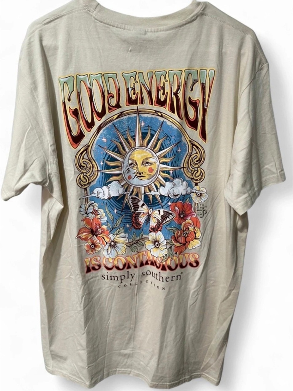 NWT Simply Southern Good Energy Is Contagious T-Shirt Gray XL